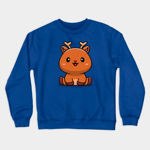 Cute Baby Deer Cartoon Vector Icon Illustration Crewneck Sweatshirt by Catalyst Labs